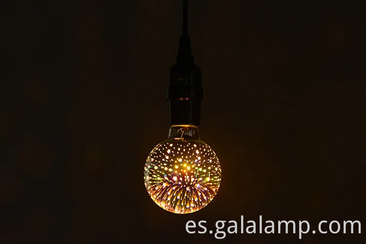Impresionantes fuegos artificiales 3D liderando la bombilla de Edison para una decoración festiva